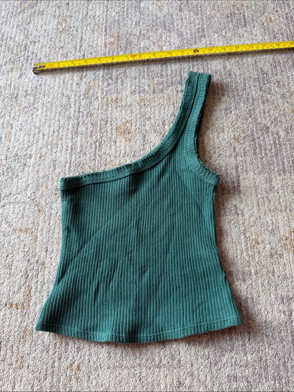 Urban Outfitters Green One-Shoulder Ribbed Tank